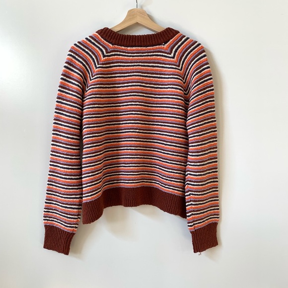 NWT Madewell Arden Striped V-Neck Pullover Sweater - Picture 7 of 11